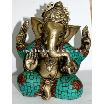 BRASS GANESHA w/TERQUISE